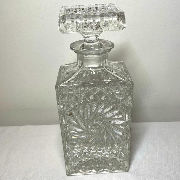 Whiskey Decanter 1960 Barware Lausitzer Germany Crystal Pinwheel Hobstar Pattern - Picture 1 of 6
